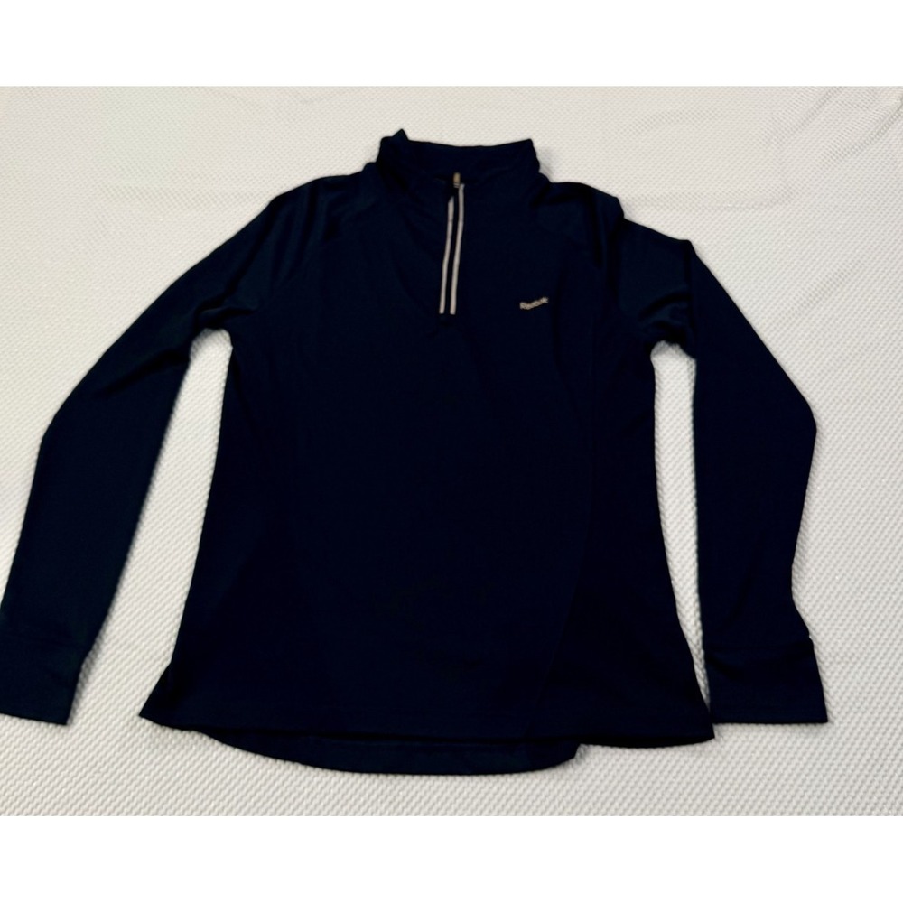 Reebok PlayDry Women's Medium Black 1/4 Zip Pullover Running Jacket Measurement
